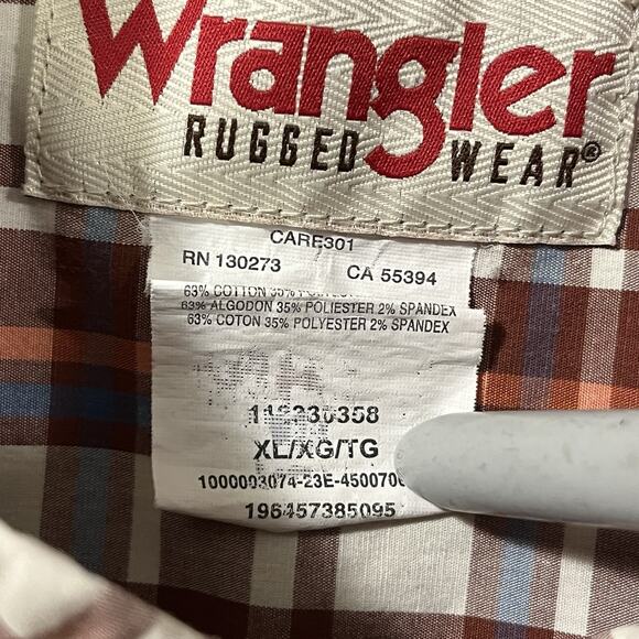 Wrangler Men’s Plaid Size XL Rustic Colors Button Down Cotton - Picture 7 of 7